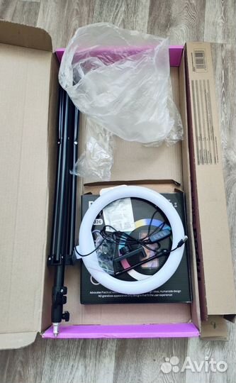Лампа кольцевая RGB 26 см + штатив новая