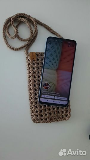 Вязаная сумка чехол для телефона