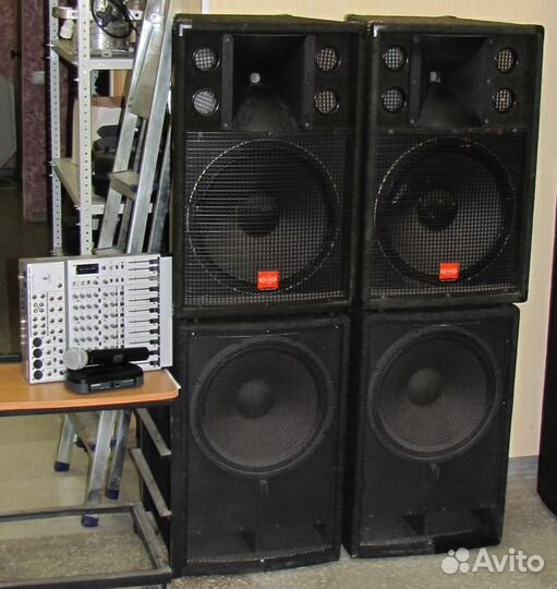 Колонки EVM Сабы 2400W Усилители Микшер Микрофон