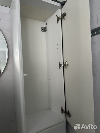 Шкаф пенал для ванной Jorno жемчужный 35 см