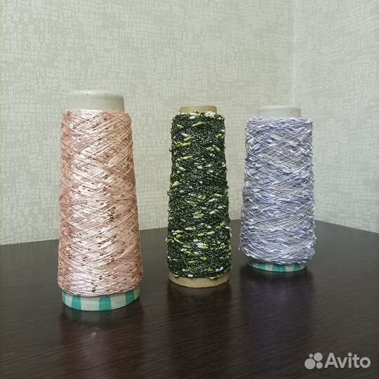 Пряжа для вязания, вискоза+пайетки и шишибрики