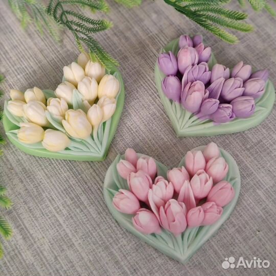 Букет сердце. Тюльпаны. мыло ручной работы