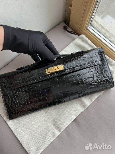 Сумка клатч Hermes Kelly cut croco porosus