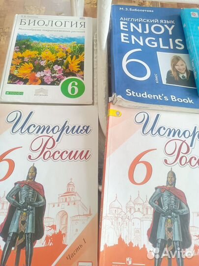 Учебники и атлас для 6 класса, б/у