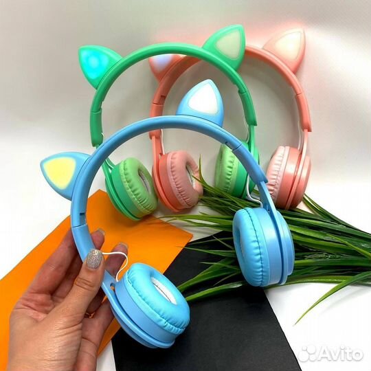 Наушники с кошачьими ушками CAT беспроводные RGB