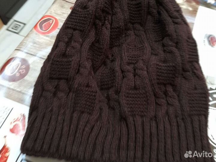 Шапка женская вязаная двойная