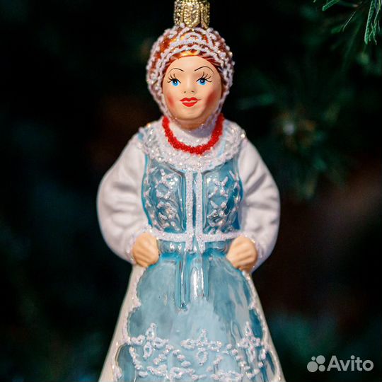 Стеклянная елочная игрушка пара Шаматулы (Польша)