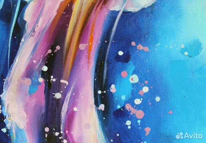 Картина маслом на холсте с медузой 40/30 см