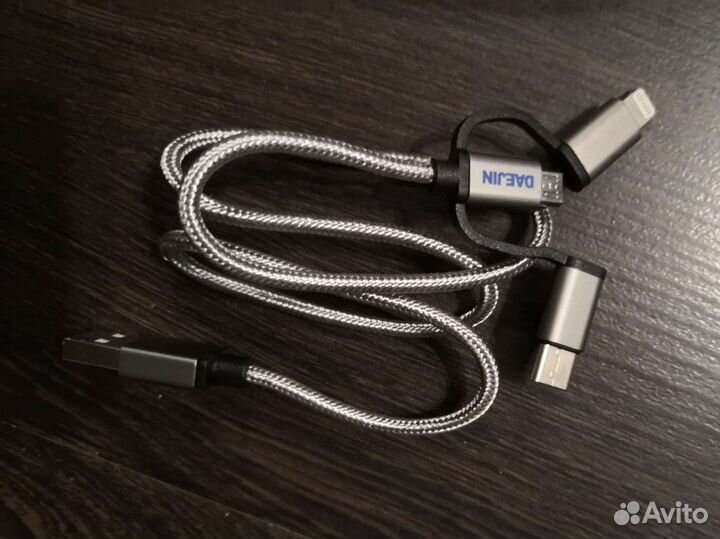Кабель 3 в 1 USB Micro USB Type-C Apple