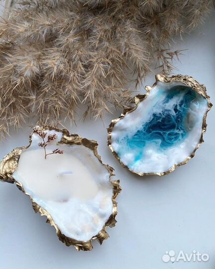 Свечи в ракушках, подставка для украшений