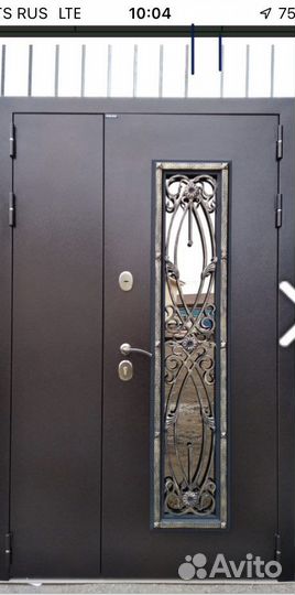Дверь металическая с ковкой и стеклом Венеция 3