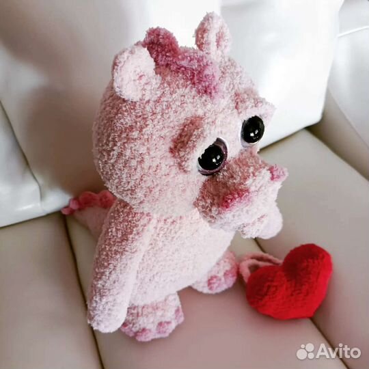 Розовый динозаврик, ручная работа