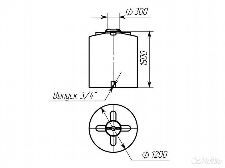 Ёмкость пластиковая вертикальная 1500 литров