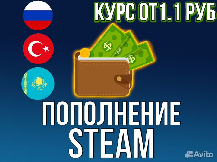 Пополнить баланс Steam RU, TRY, Пополнить Стим
