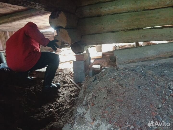 Фундамент Отмостка Замена венцов Подъем домов