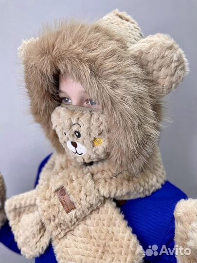 Шапка зимняя меховая женская ушанка комплект