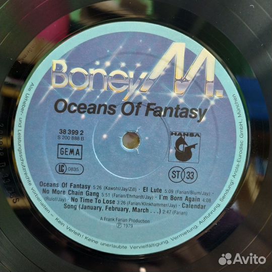 Пластинка Boney M. – Oceans Of Fantasy 1979