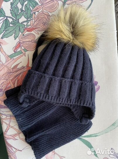 Шапка и снуд для мальчика 3-6 месяцев