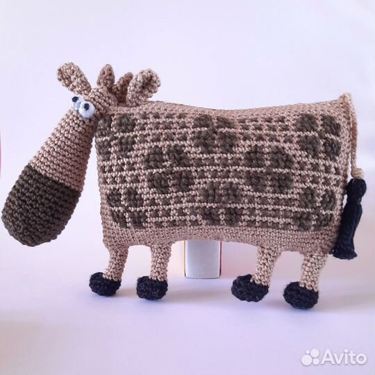 Вязаная игрушка коровка, корова