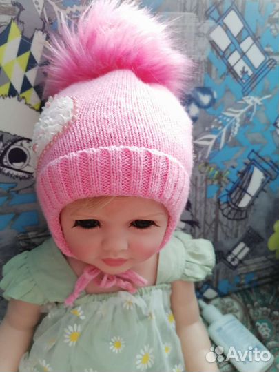 Шапочка для девочки 0-6 мес