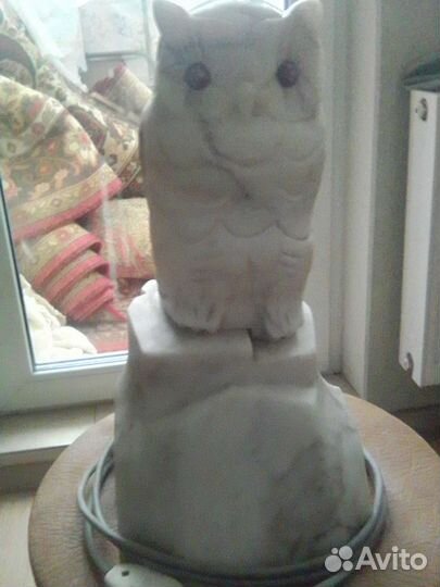 Антиквариат, мраморная сова, ночник, 50 ые года