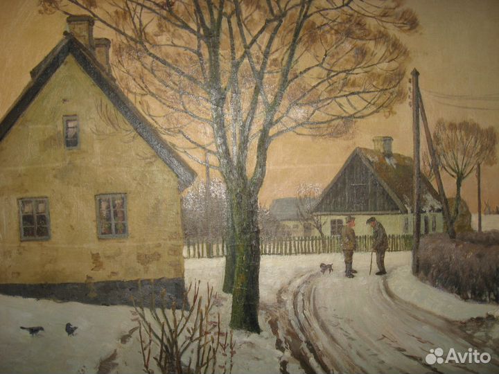 Антикварная картина Прусская деревня