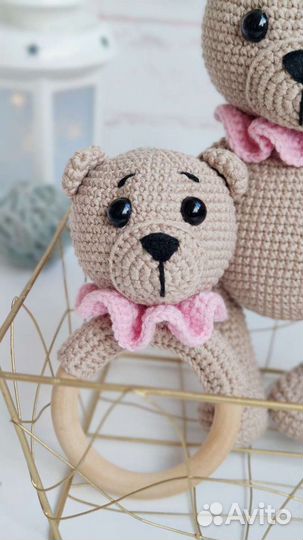 Бэби-бокс мягкая игрушка Мишка погремушка грызунок