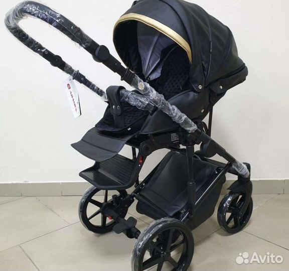Коляска adamex alex delux черная кожа