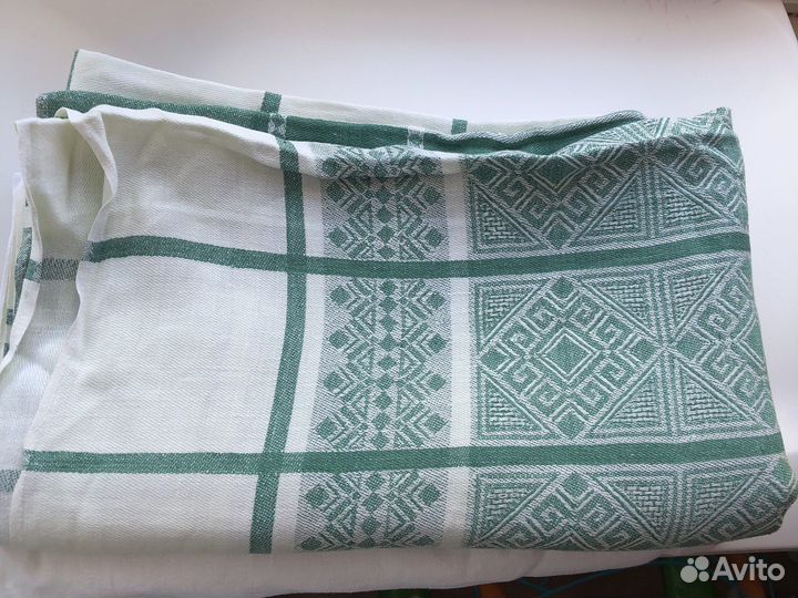 Скатерть белая зеленая на стол СССР