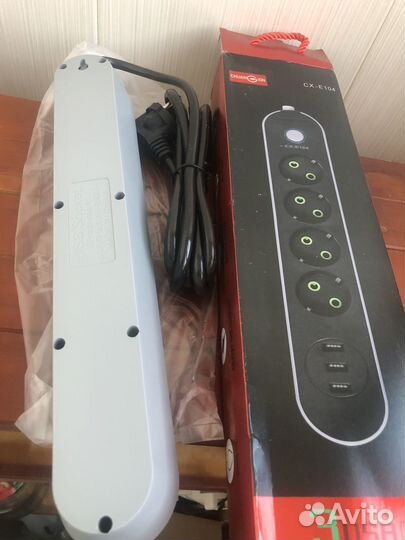 Удлинитель, сетевой фильтр с USB, 2 метра