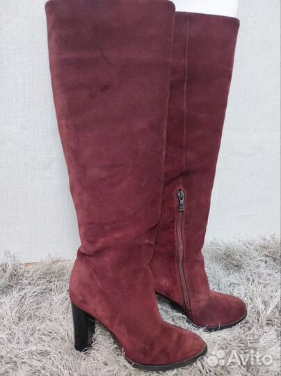 Сапоги трубы ботфорты натуральная замша