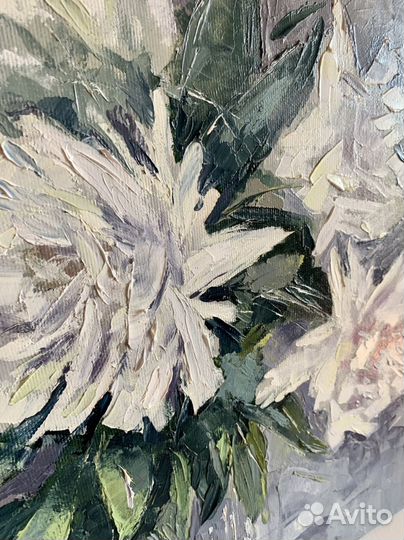 Картина маслом 40х50. Пионы мастихином