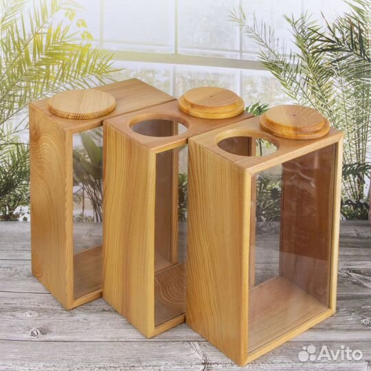 Банка для круп дерево/оргстекло