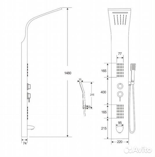 Душевая панель CeruttiSpa Virginia BK CT9989