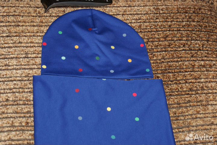 Новый комплект шапка+хомут на двочку 4х-12 лет