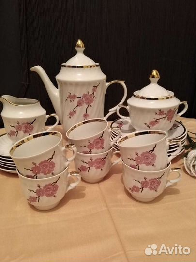 Сервиз кофейный, Рижский фарфор СССР (21 предмет)