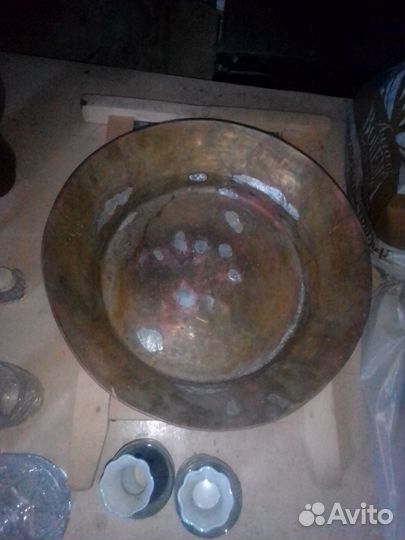 Медный старинный таз