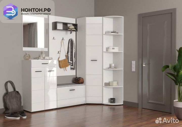 Прихожая Gloss №2 белый глянец / белый бриллиант