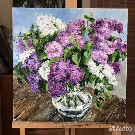 Картина маслом. Букет стрени. 50х50