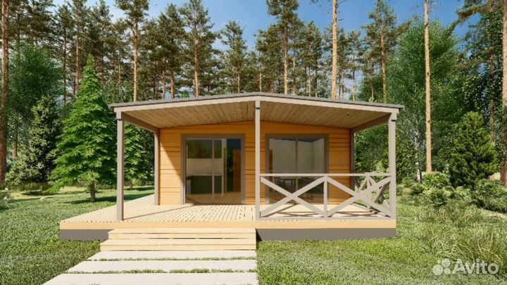 Модульный дом в стиле Барнхаус 57 кв