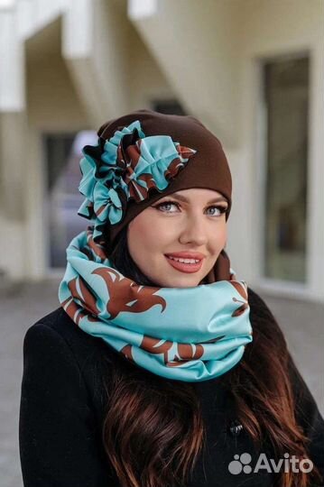 Комплект шапка и снуд женский ручная работа
