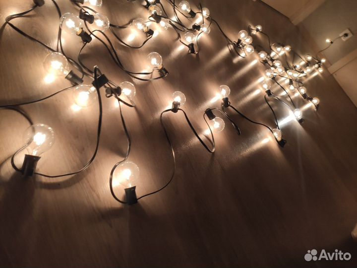 Ретро гирлянда для интерьера, теплый свет