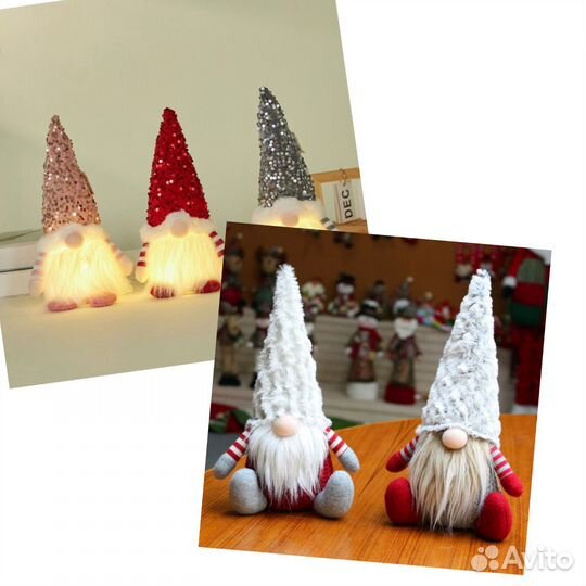 Интерьерные новогодние игрушки гномики
