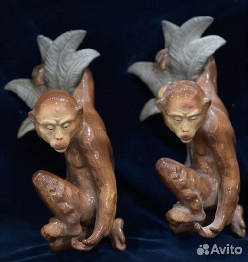 Кашпо панно обезьяны конаково фарфор фаянс