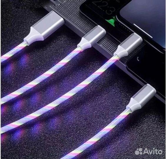 Светящиеся наушникисветящийся кабель 3В1