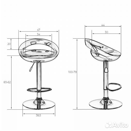 Барный стул LM-1010, Dobrin, пластик(ABS), серебряный