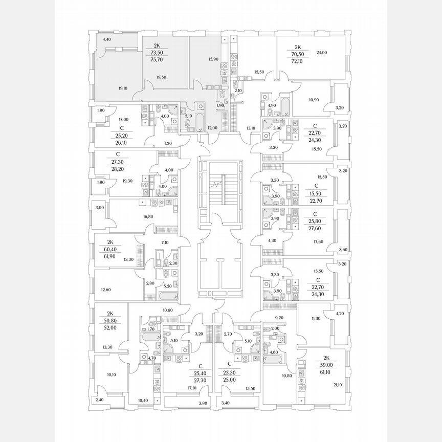 2-к. квартира, 75,7 м², 8/13 эт.