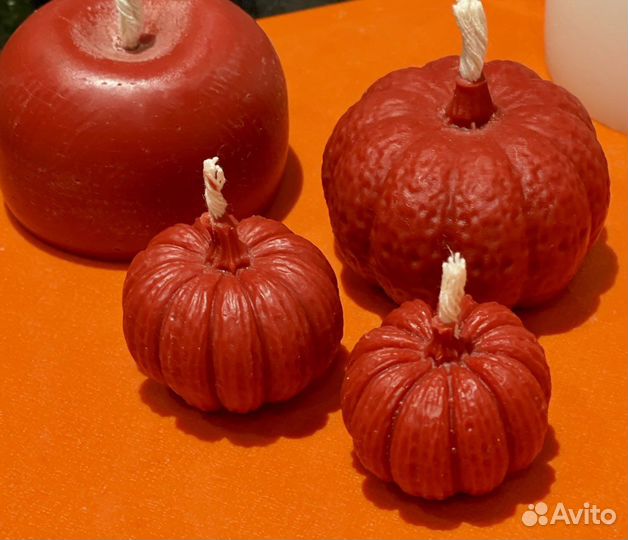 Свечи восковые «Тыквы» на Хэллоуин, Самайн (3 шт.)