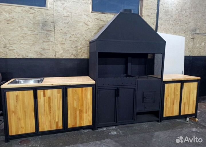 Мангальная зона с печью под казан