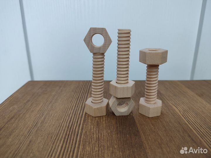 Деревянный болт с гайкой, игрушка, антистресс